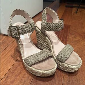 Stuart Weitzman - Braided Wedge Sandals - Tan
